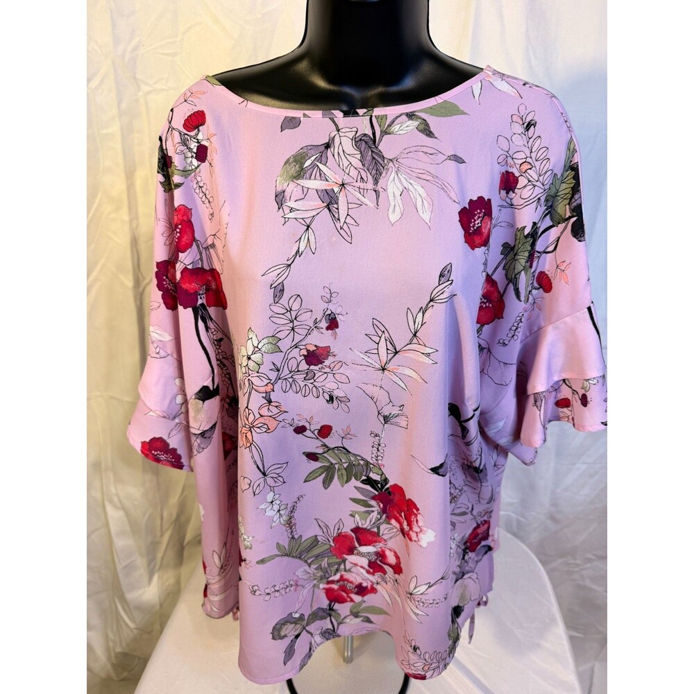 Maurices Cottagecore Fairy Boho Floral Blouse Top Women's Plus 2X Purple Soft